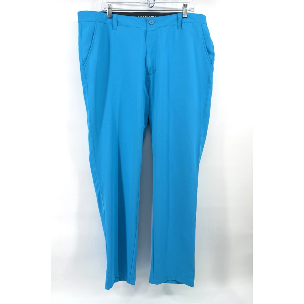 Matte Haus of Grey Teal Blue Golf Pants Performance Stretch Travis Men 38x32 EUC